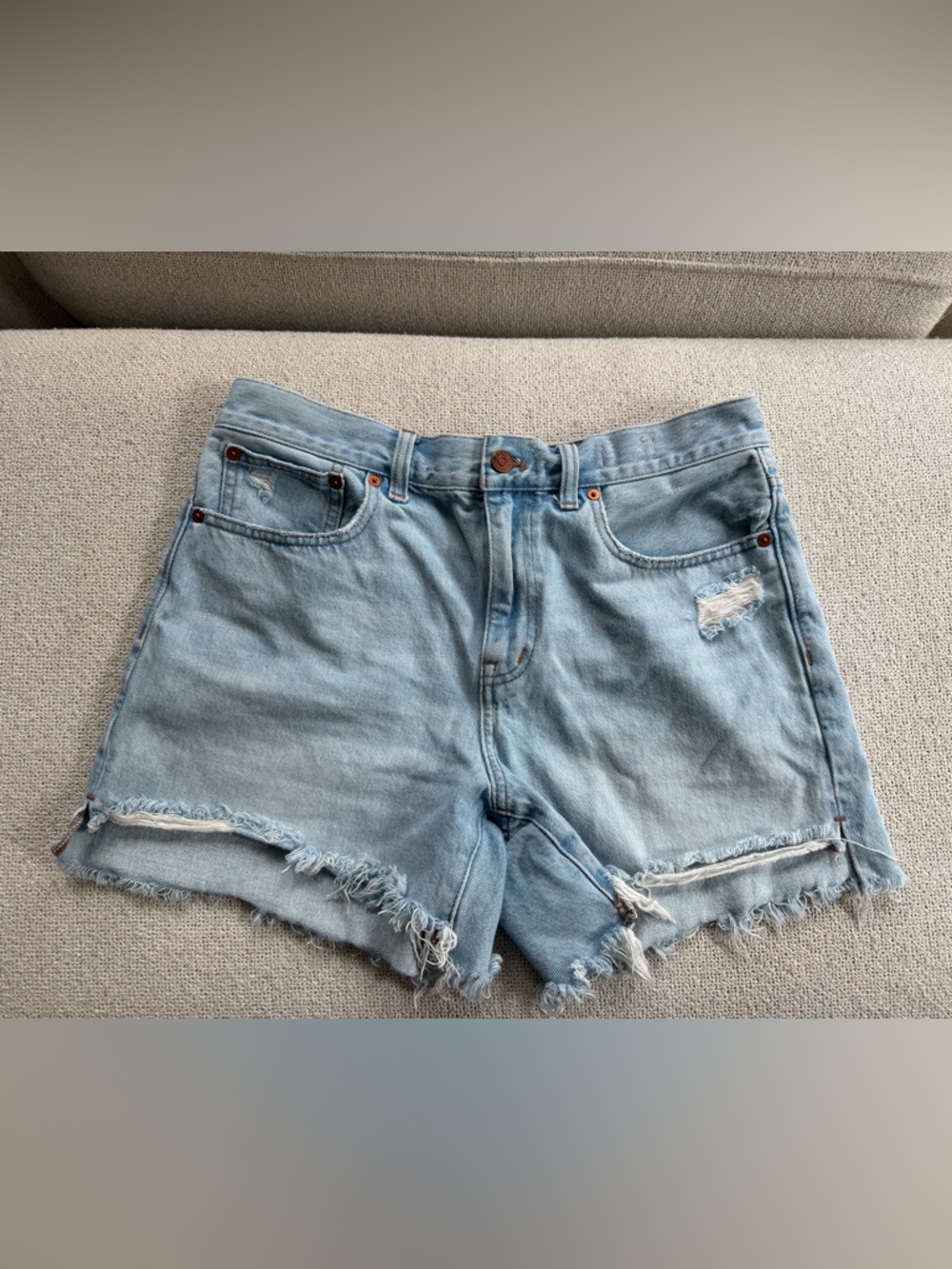 Madewell Light Blue Distressed Denim Women's Shorts